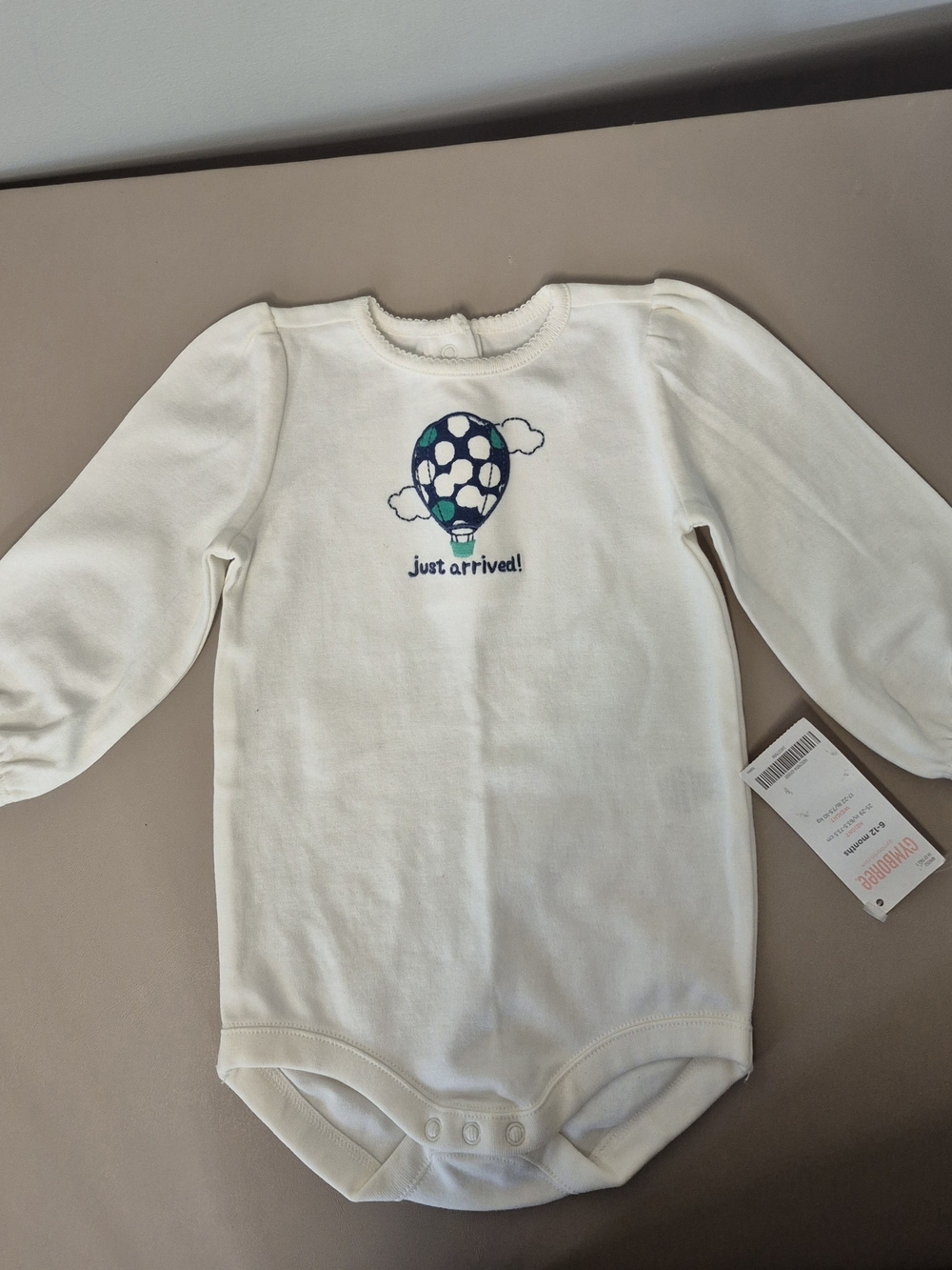 Gymboree Cream Long-Sleeve Bodysuit with Navy & Teal Hot Air Balloon